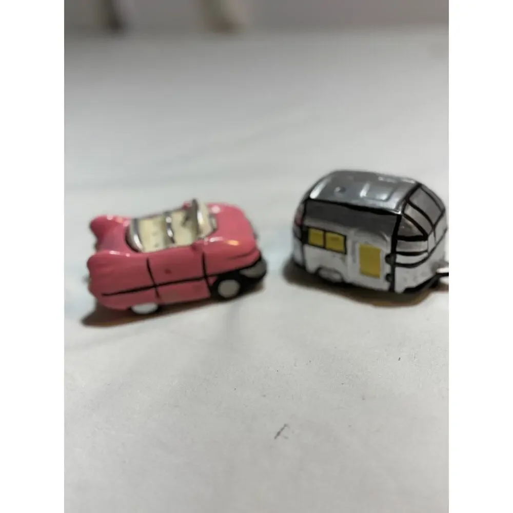 Vintage Ceramic Car and Trailer Salt and Pepper Shakers